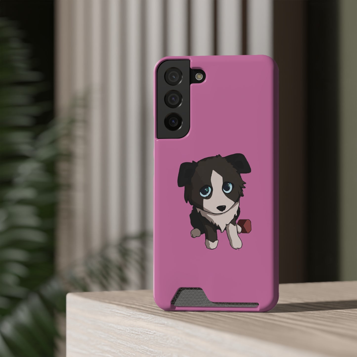 iPhone 13 and Samsung S21, S22 Cases with Card Holder Ft. Cute Pup