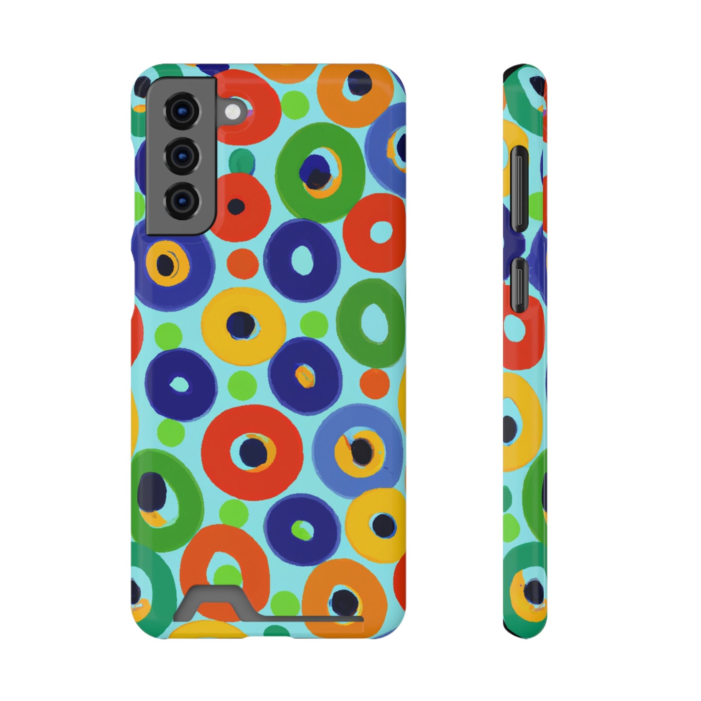 iPhone 13 and Samsung S21, S22 Cases with Card Holder Ft. Vivid Circles