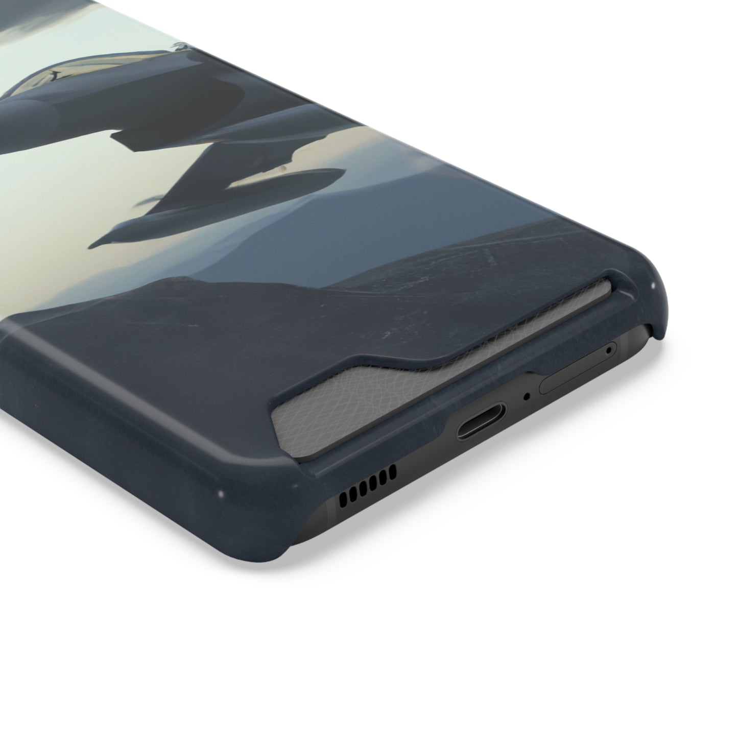 iPhone 13 and Samsung S21, S22 Cases with Card Holder Ft. Fighter Jet