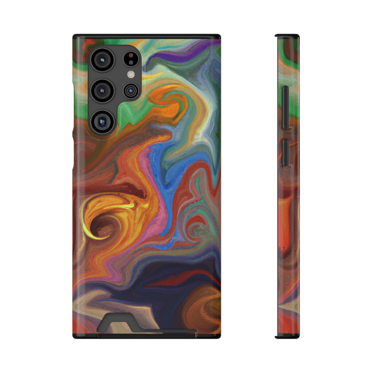 iPhone or Samsung Case with Card Holder Ft. Fractured Waves