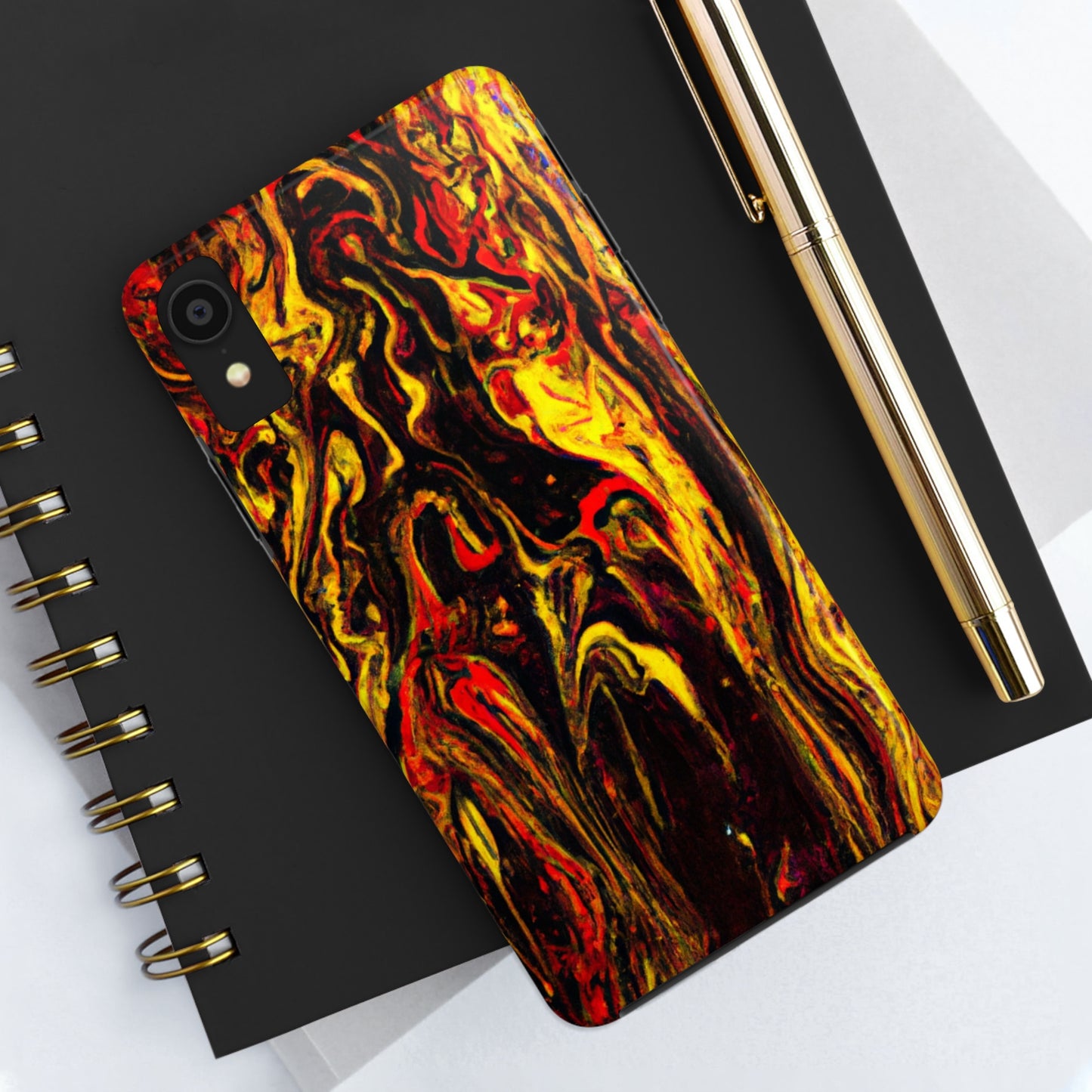 Tough Apple iPhone Case Ft. Abstract Black and Yellow