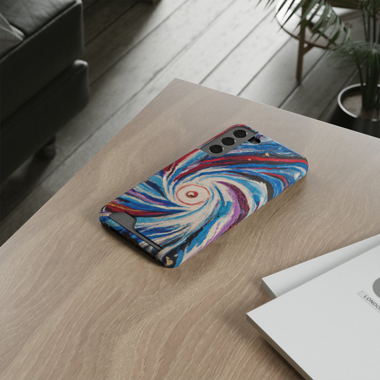 iPhone 13 and Samsung S21, S22 Cases with Card Holder Ft. Abstract Vortex