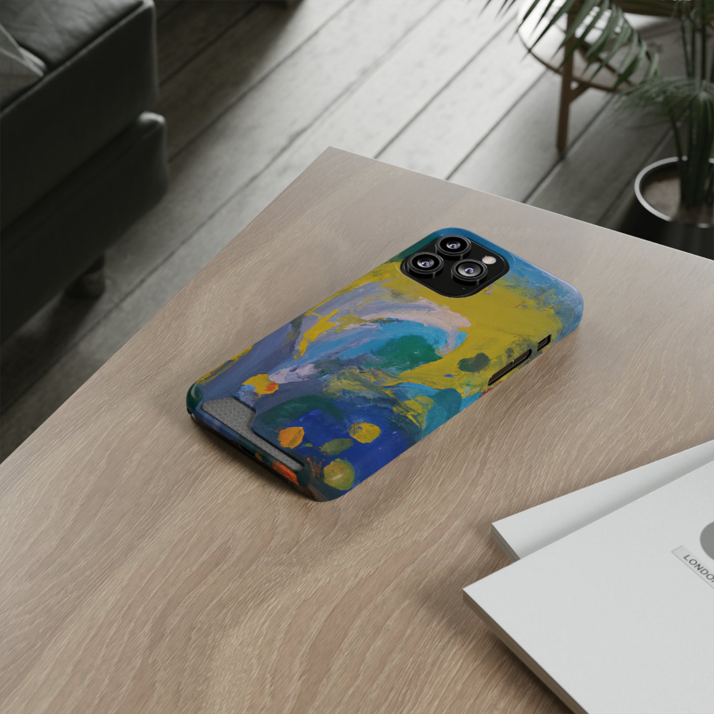 iPhone 13 and Samsung S21, S22 Cases with Card Holder Ft. Abstract Scoop