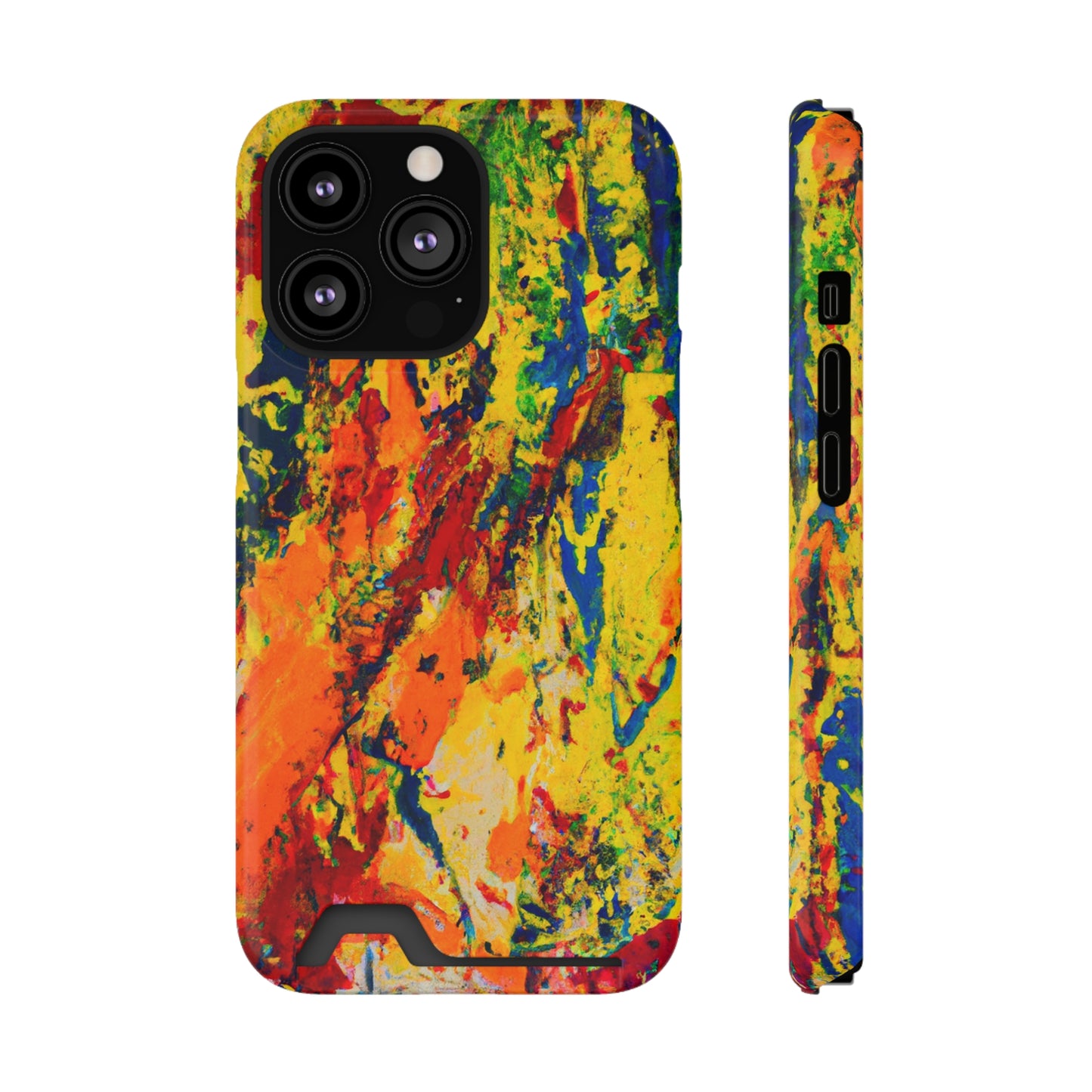 iPhone or Samsung Case with Card Holder Ft. Abstract Yellow Orange