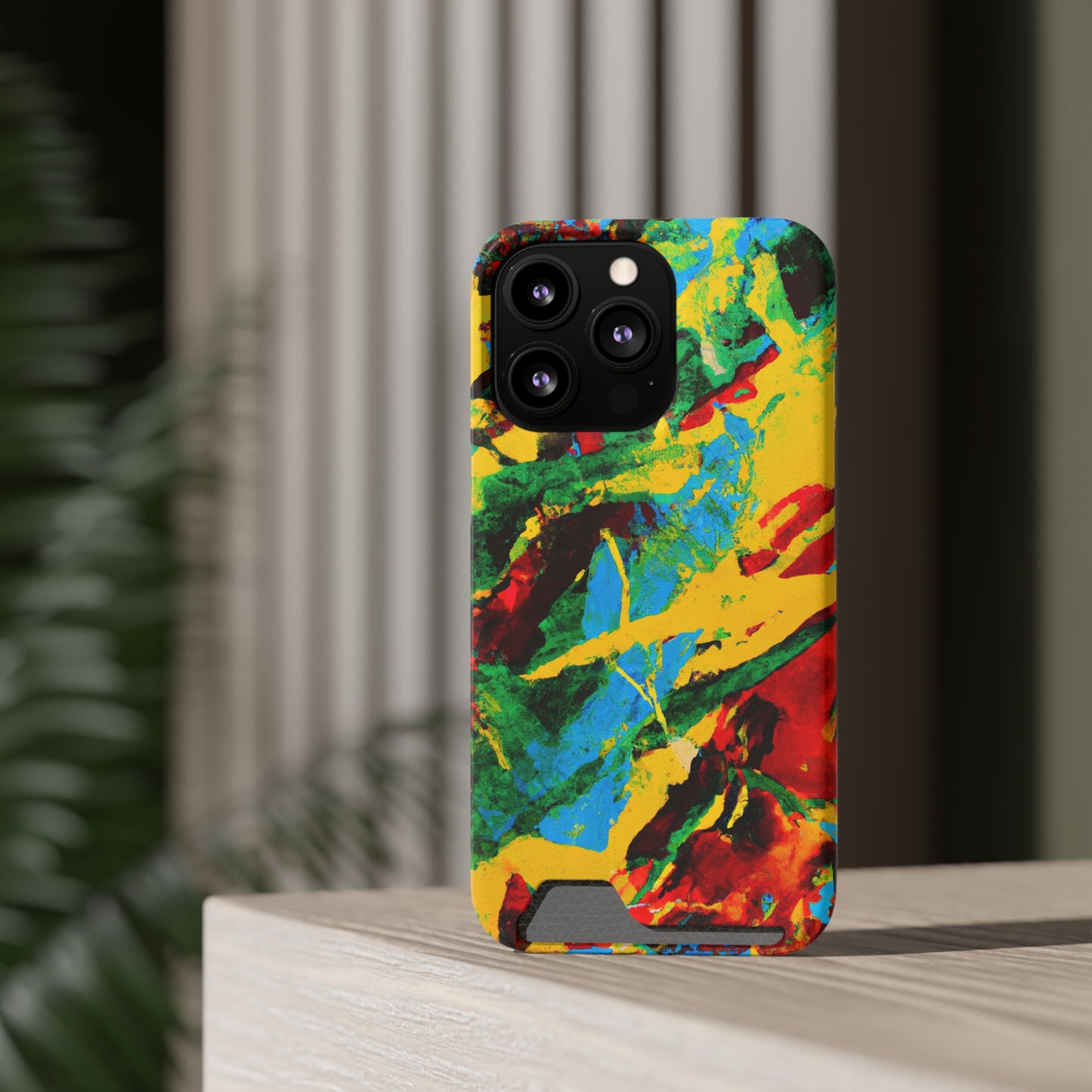 iPhone and Samsung Cases with Card Holder Ft. Abstract Tropical