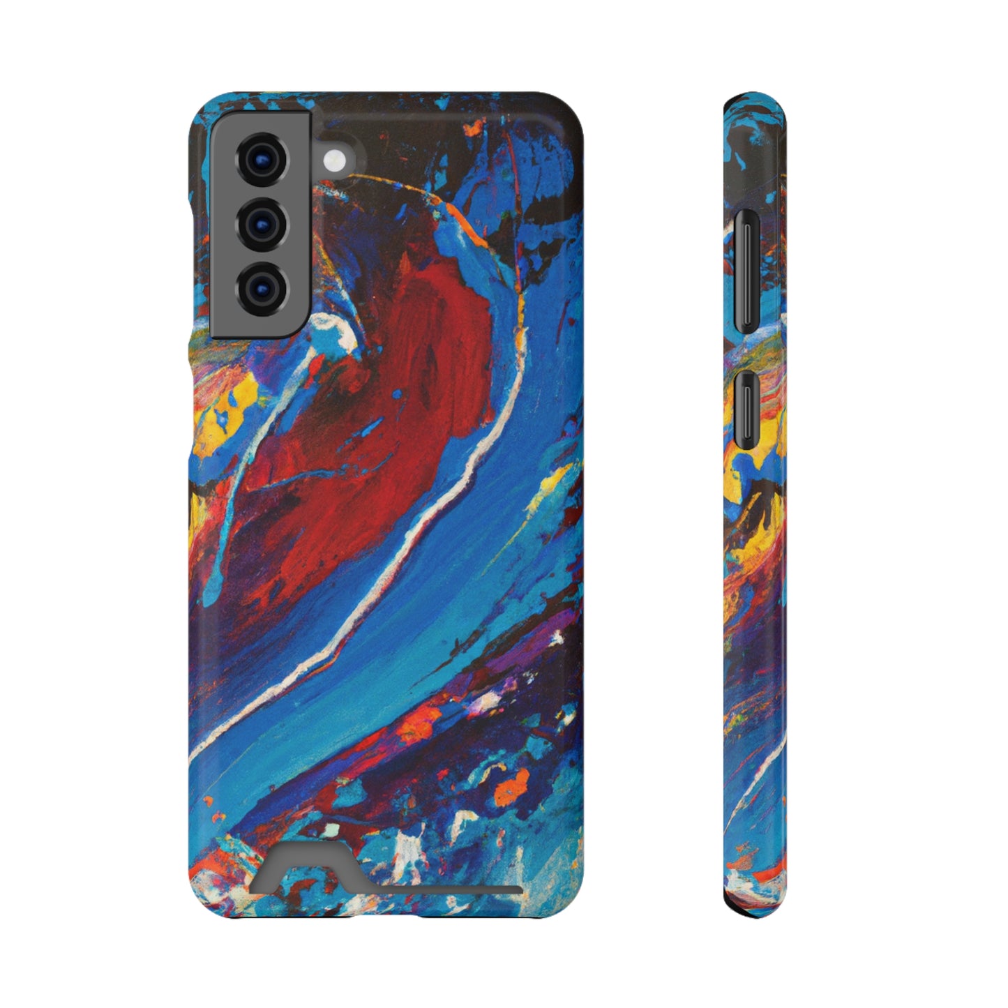 iPhone 13 and Samsung S21, S22 Cases with Card Holder Ft. Abstract Wave