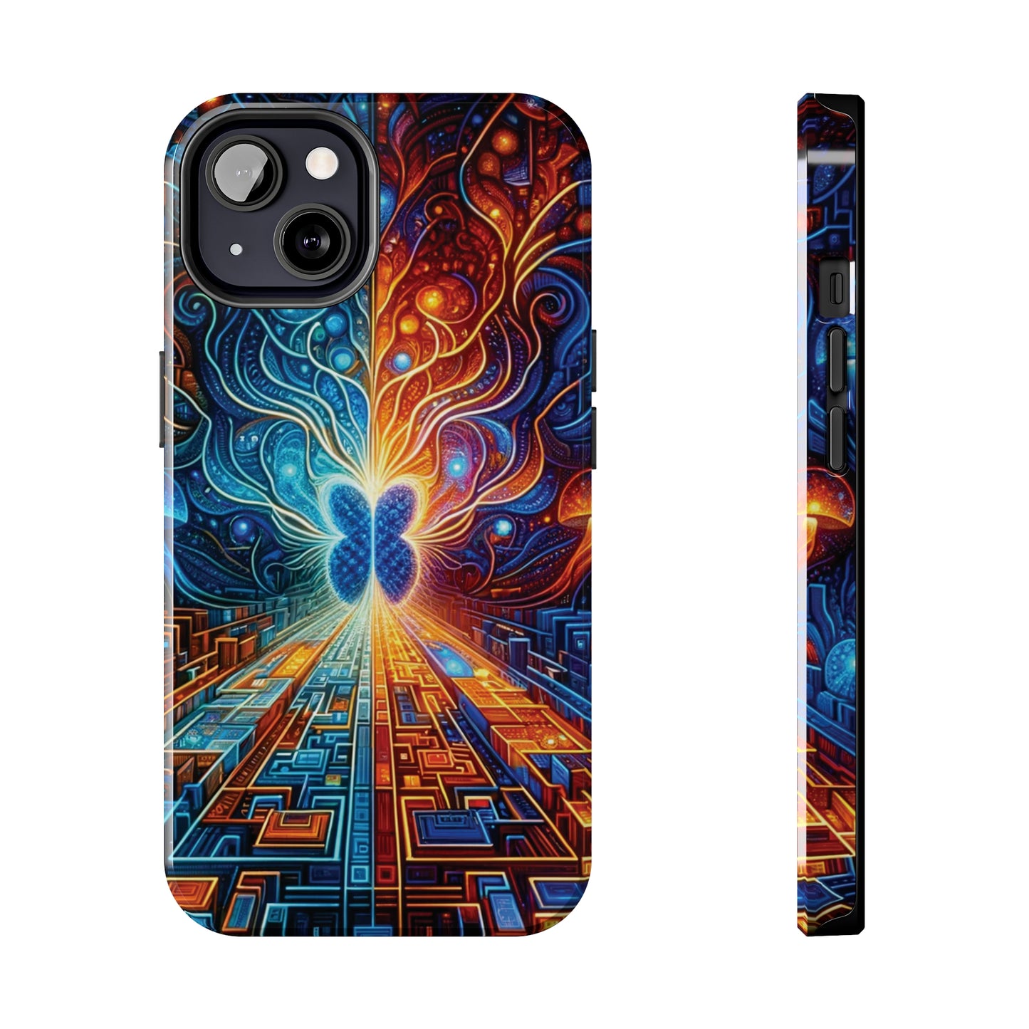 ToughDrop Apple iPhone Case Ft. Cyber Blue Butterfly
