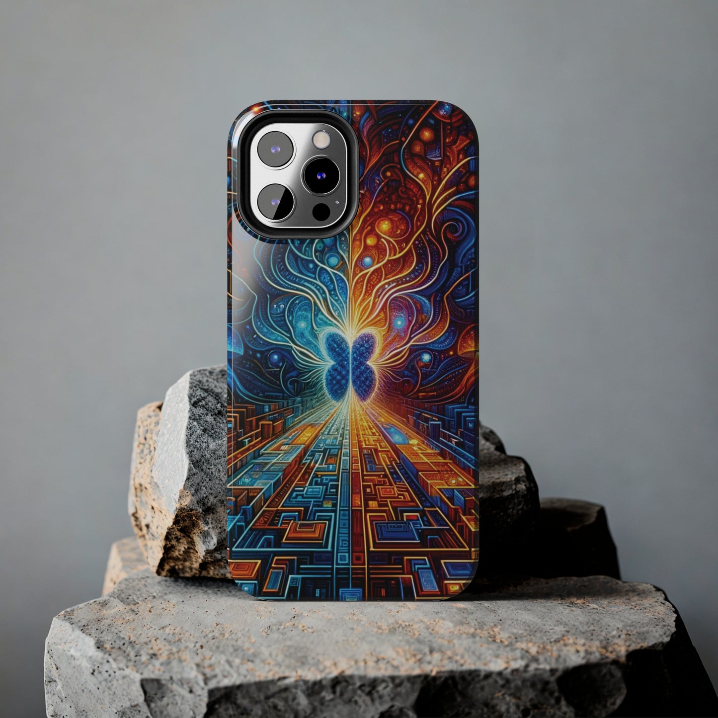 ToughDrop Apple iPhone Case Ft. Cyber Blue Butterfly