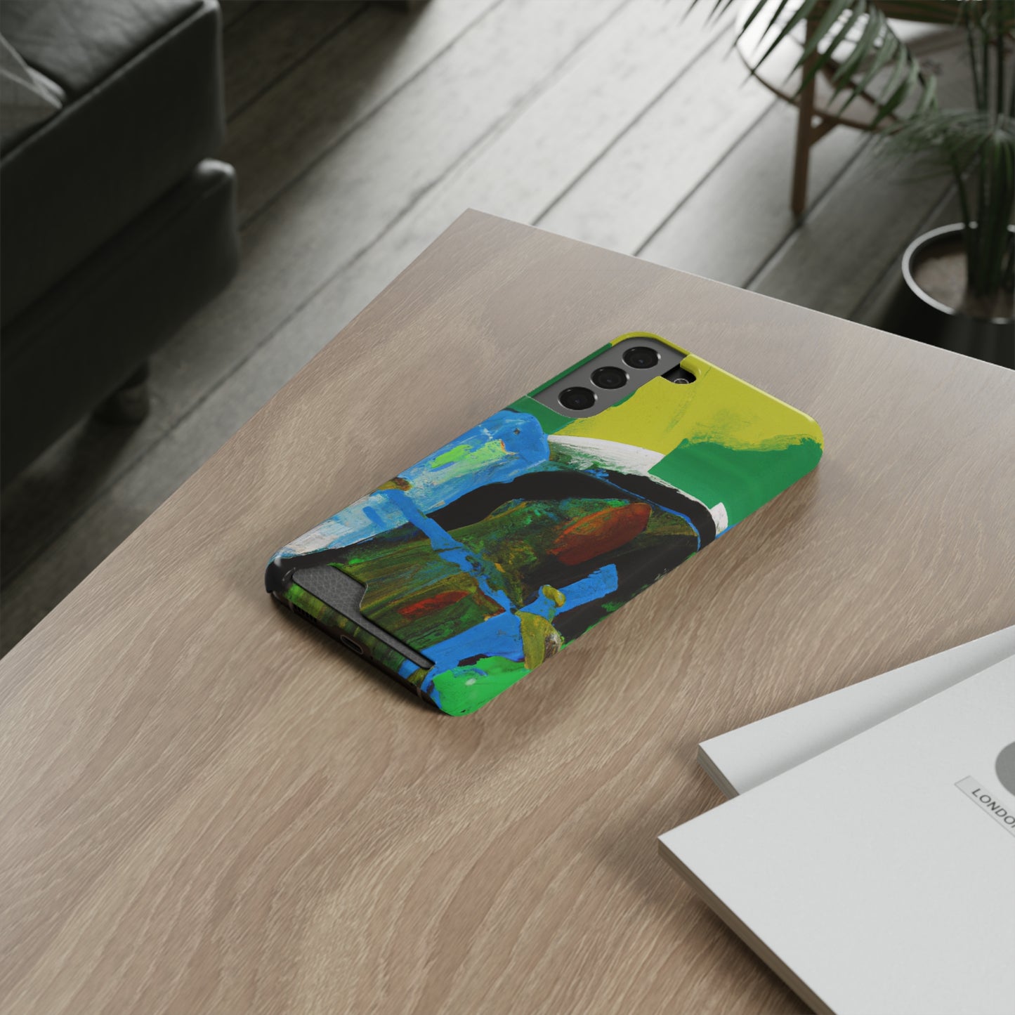 iPhone 13 and Samsung S21, S22 Cases with Card Holder Ft. Abstract River