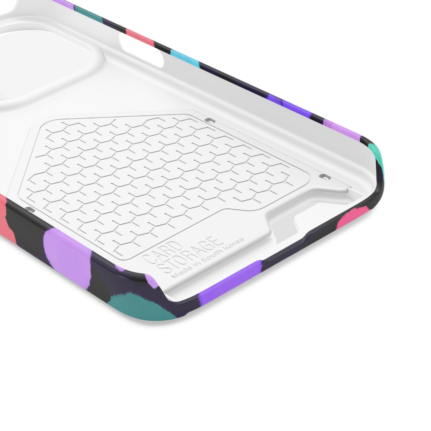 iPhone 13 and Samsung S21, S22 Cases with Card Holder Ft. Purple Dots