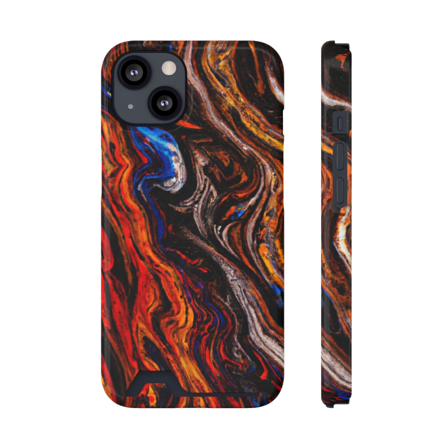 iPhone 13 and Samsung S21, S22 Cases with Card Holder Ft. Abstract Petrified Wood