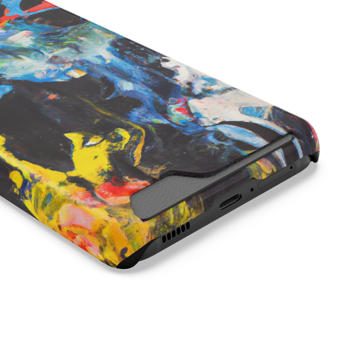 iPhone 13 or Samsung S21, S22 Case with Card Holder Ft. Blue Splat