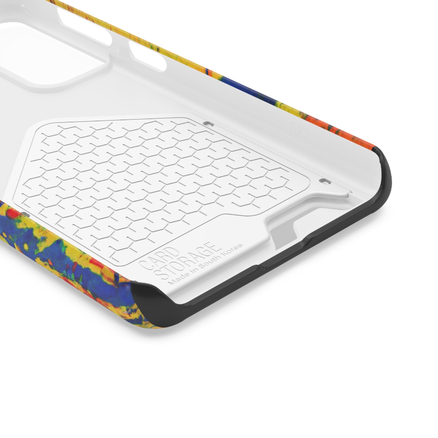 iPhone or Samsung Case with Card Holder Ft. Abstract Yellow Orange