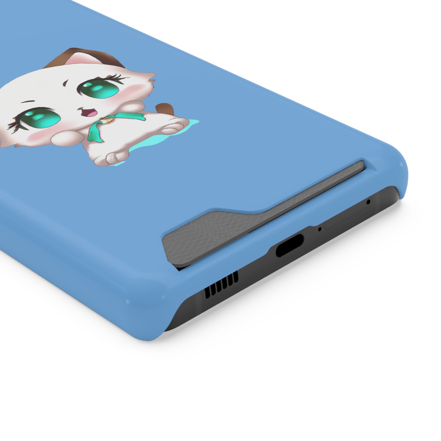 iPhone 13 and Samsung S21, S22 Cases with Card Holder Ft. Cute Kitty