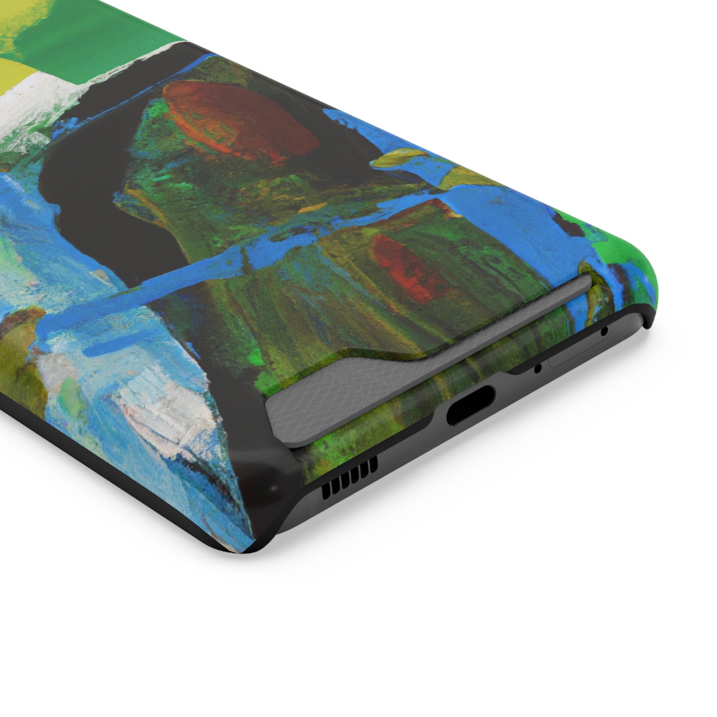 iPhone 13 and Samsung S21, S22 Cases with Card Holder Ft. Abstract River