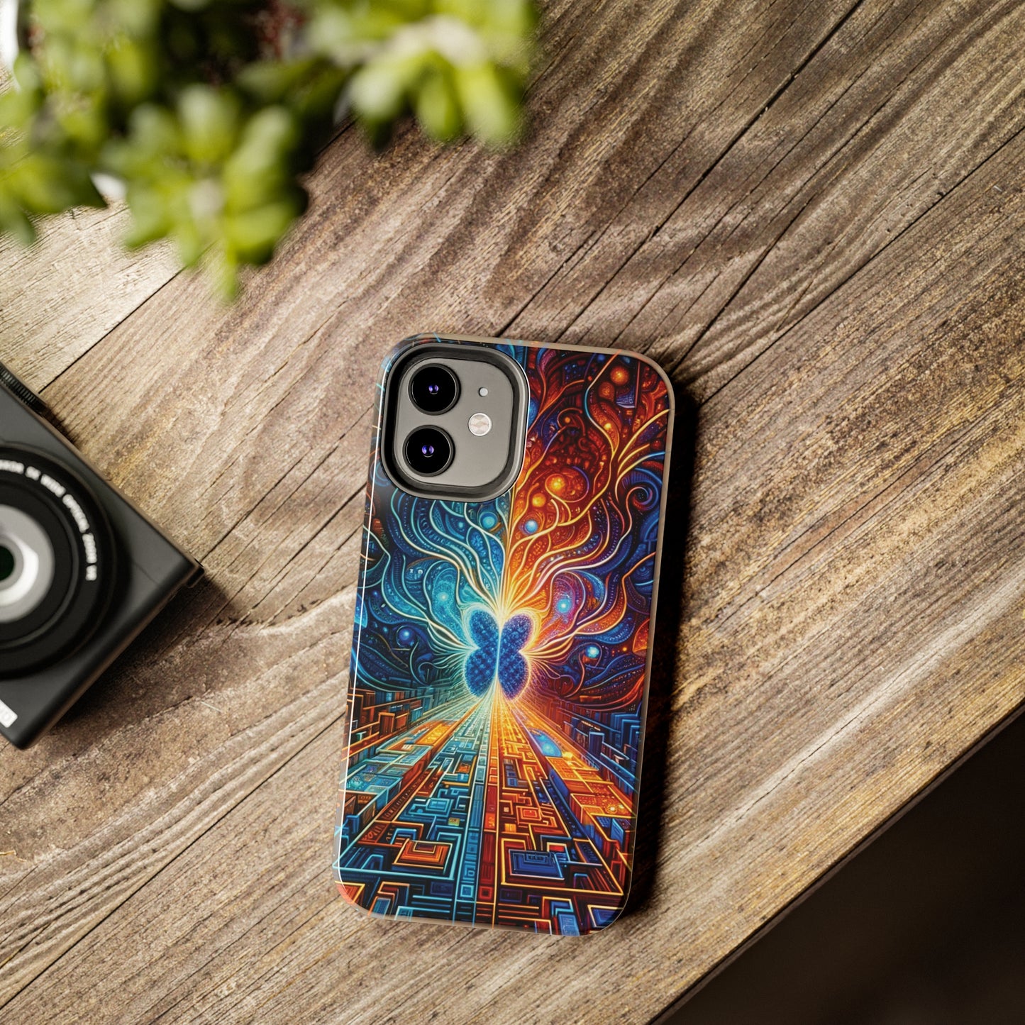 ToughDrop Apple iPhone Case Ft. Cyber Blue Butterfly
