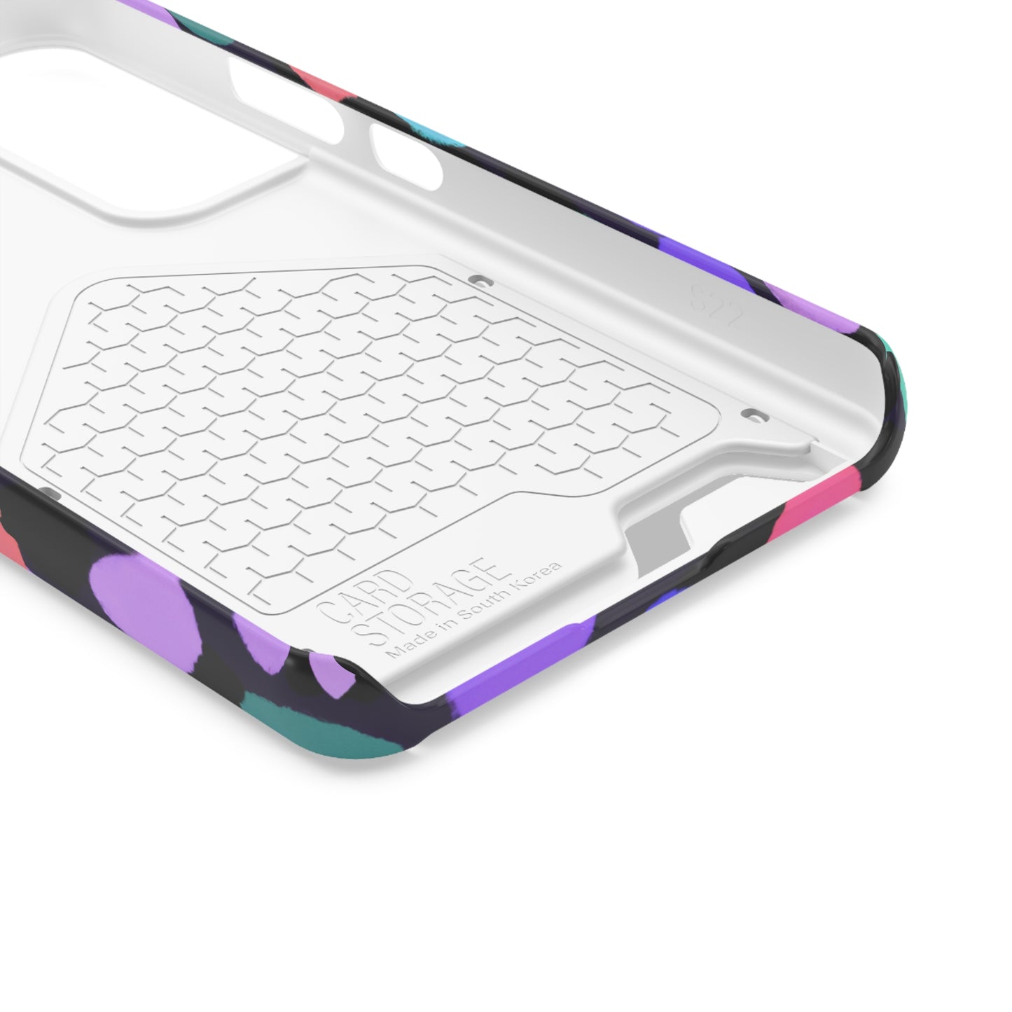 iPhone 13 and Samsung S21, S22 Cases with Card Holder Ft. Purple Dots