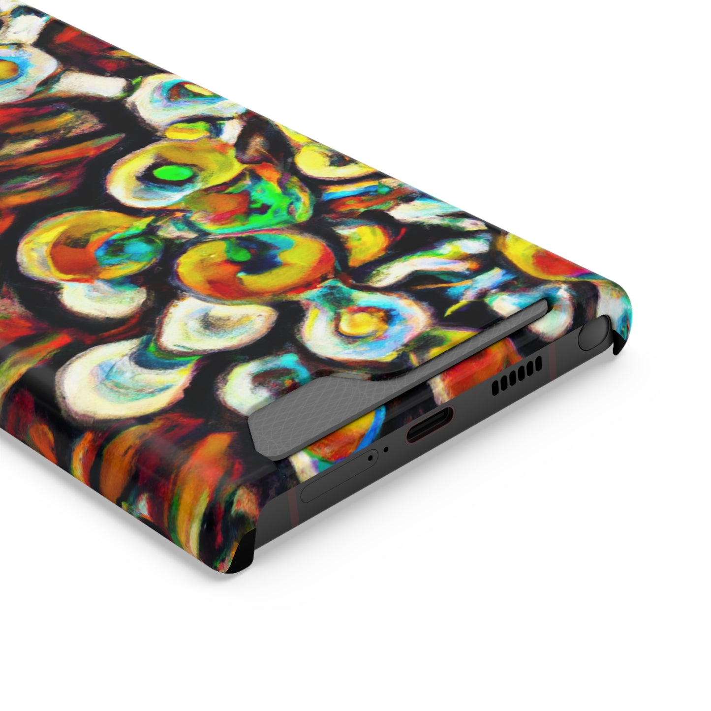 iPhone 13 and Samsung S21, S22 Cases with Card Holder Ft. Abstract Molecule
