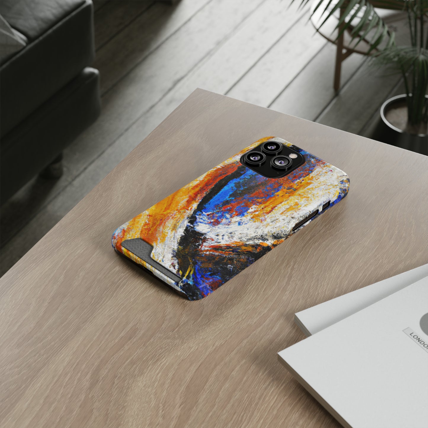 iPhone 13 and Samsung S21, S22 Cases with Card Holder Ft. Abstract Sand Wave