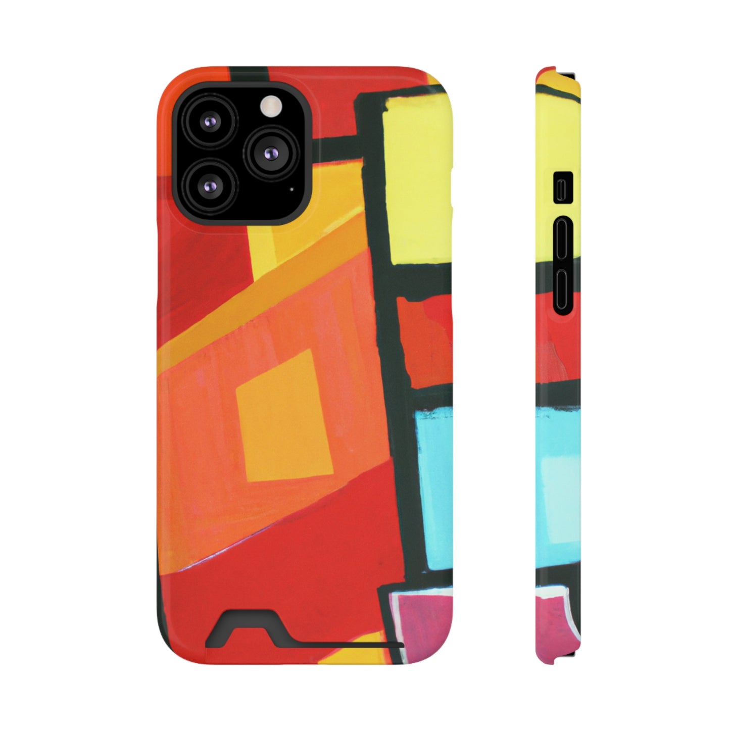 iPhone 13 and Samsung S21, S22 Cases with Card Holder Ft Abstract Panes