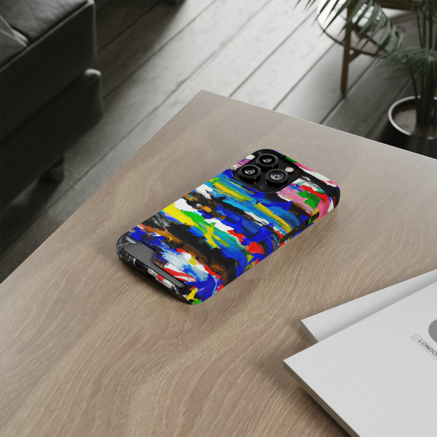 iPhone 13 and Samsung S21, S22 Cases with Card Holder Ft. Abstract Stripes