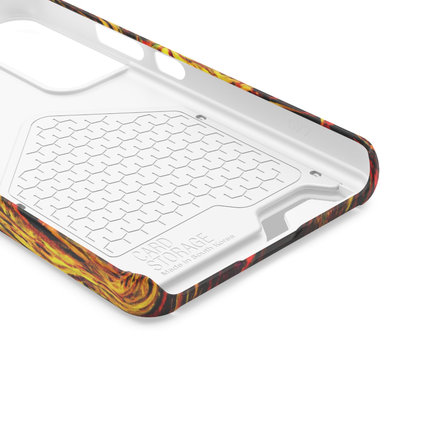 iPhone 13 and Samsung S21, S22 Cases with Card Holder Ft. Abstract Black and Yellow