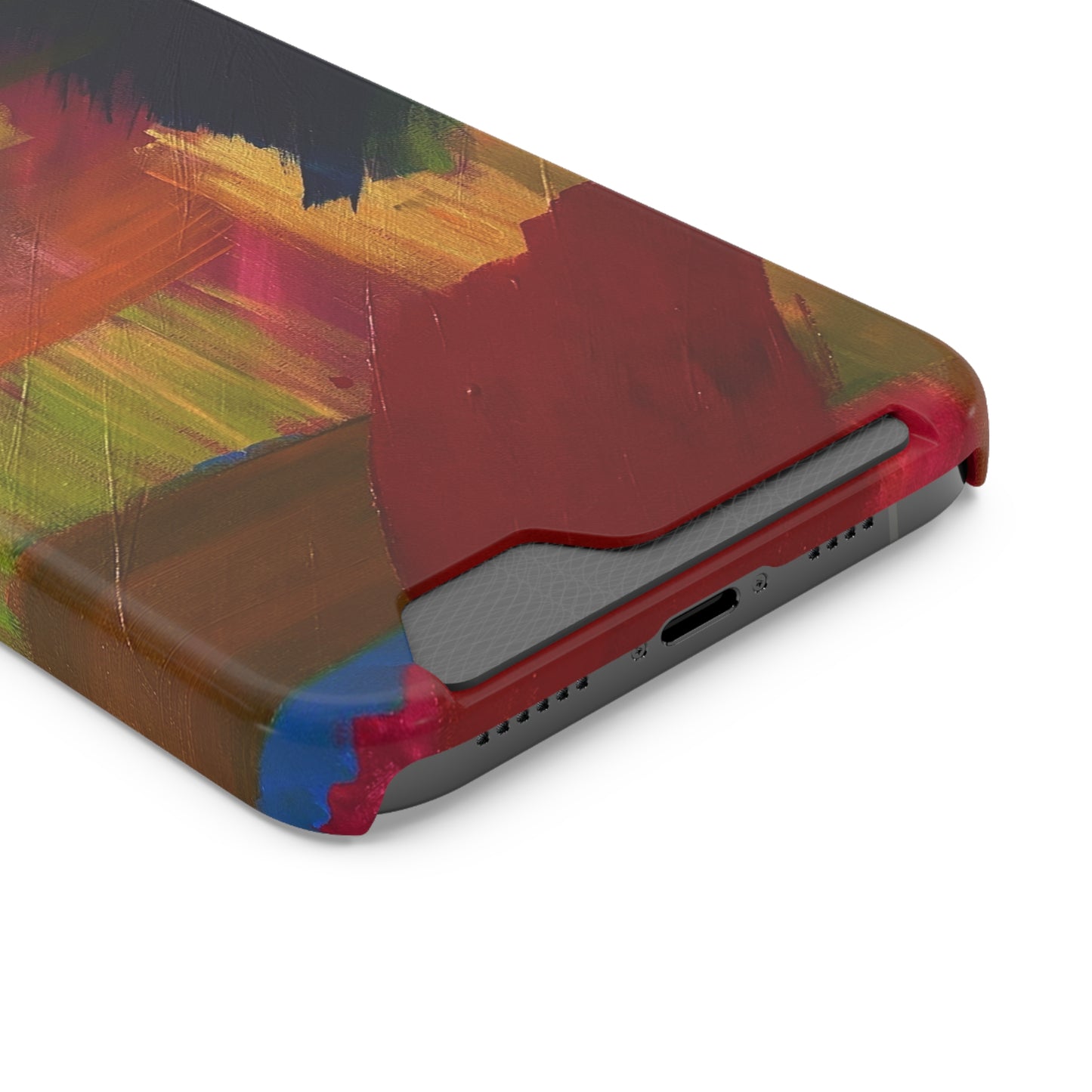 iPhone 13 and Samsung S21, S22 Cases with Card Holder Ft. Abstract Red