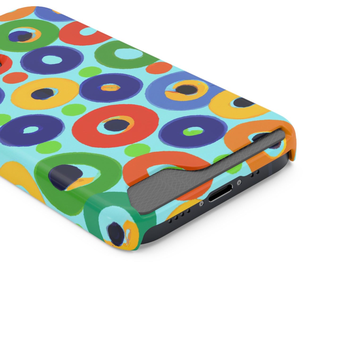 iPhone 13 and Samsung S21, S22 Cases with Card Holder Ft. Vivid Circles