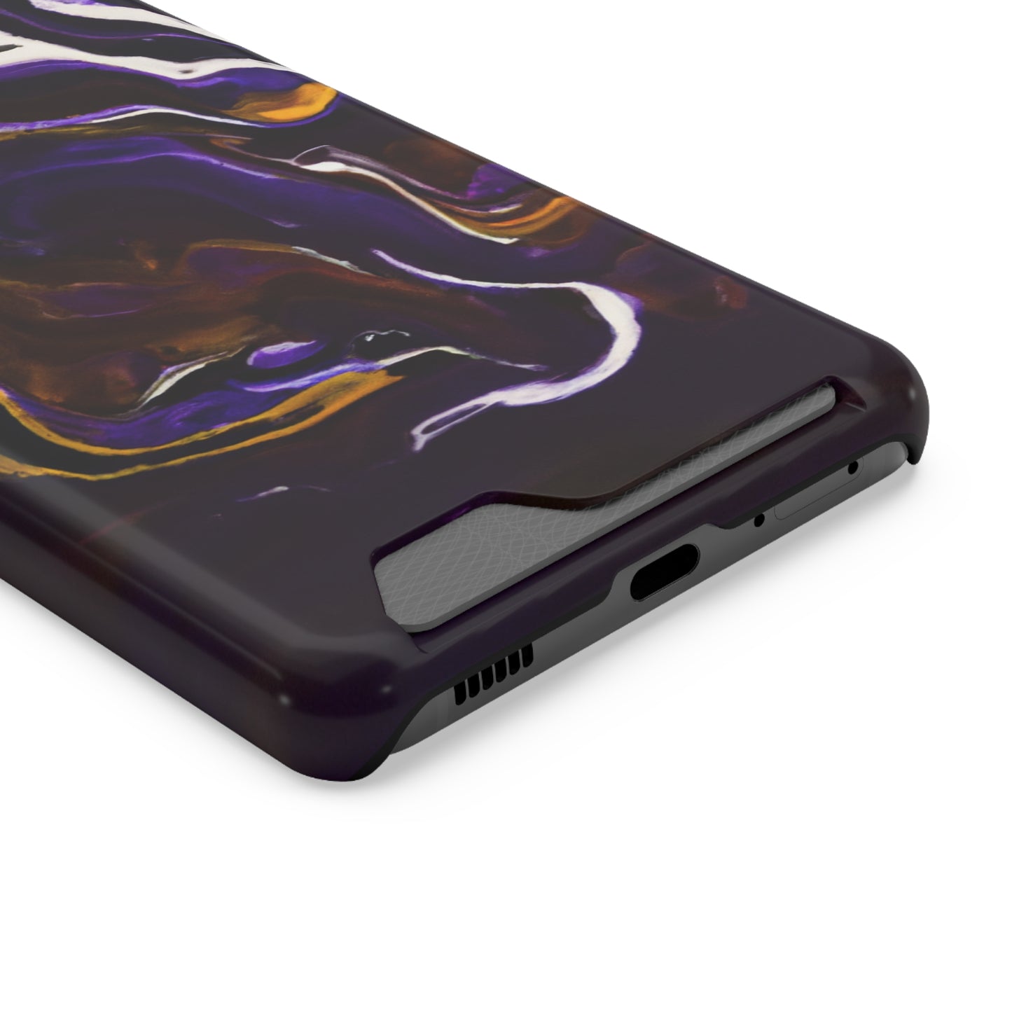 iPhone 13 and Samsung S21, S22 Cases with Card Holder Ft. Purple Tiger Stripes