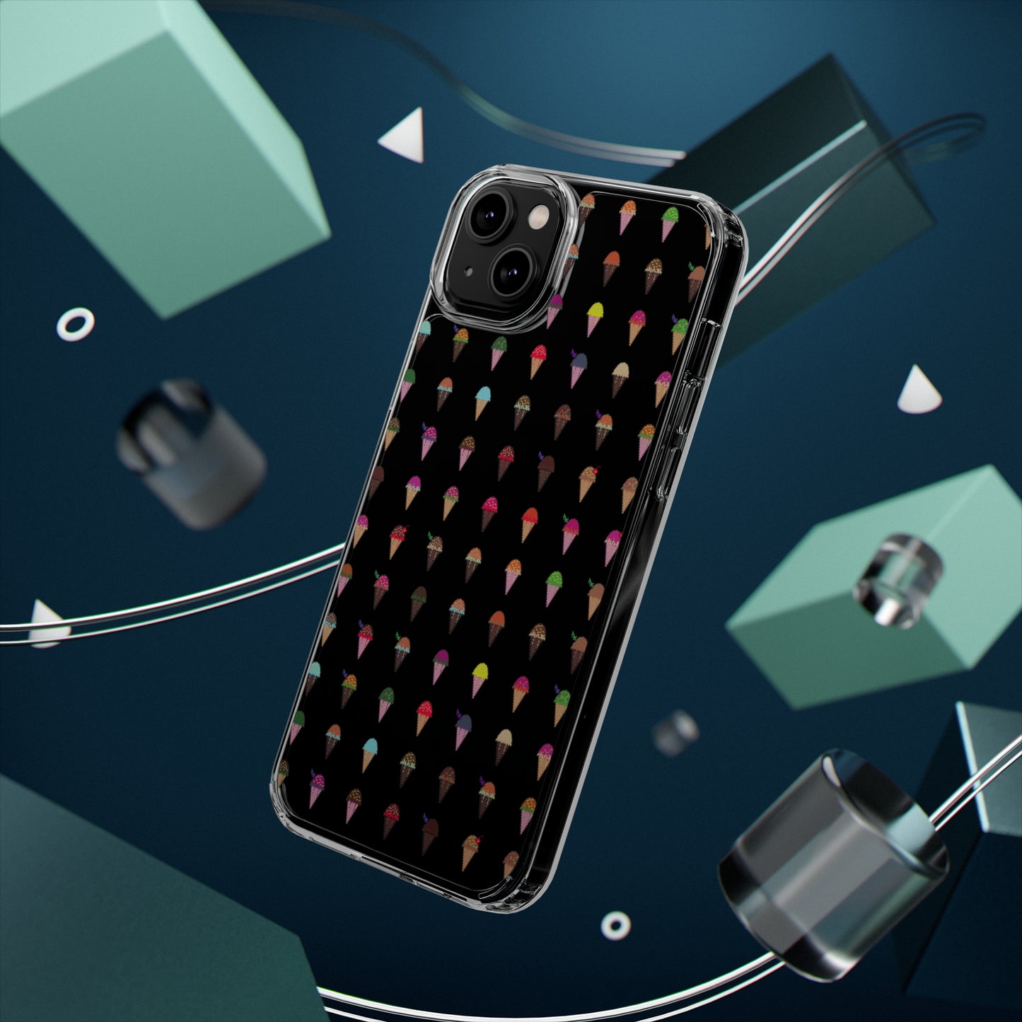 Clear Hard Case for iPhone 1-14 and Samsung S21-S22, Featuring Pixel Cones