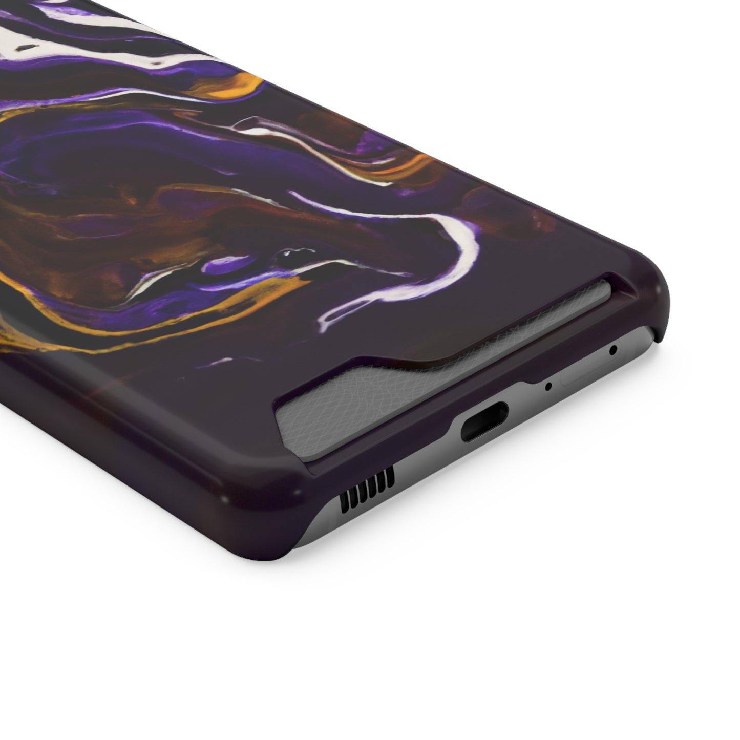 iPhone 13 and Samsung S21, S22 Cases with Card Holder Ft. Purple Tiger Stripes