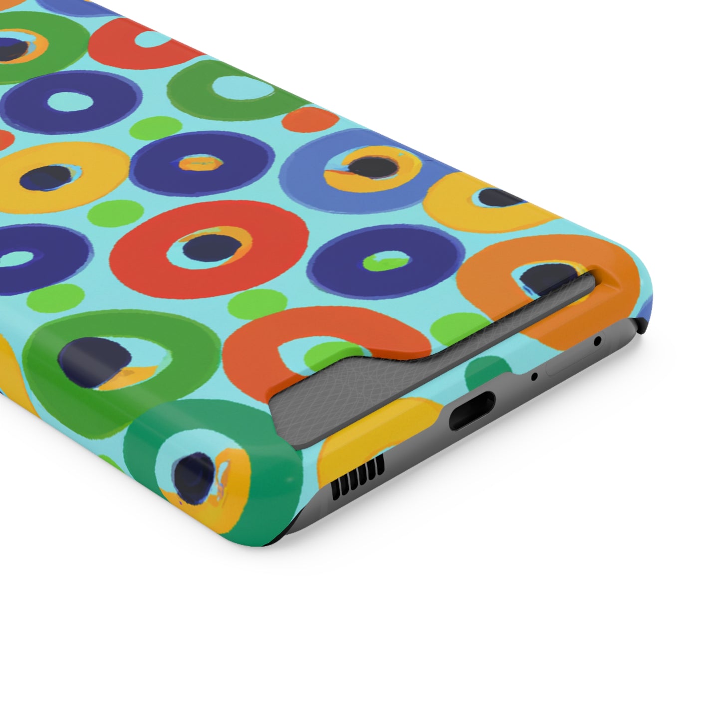 iPhone 13 and Samsung S21, S22 Cases with Card Holder Ft. Vivid Circles