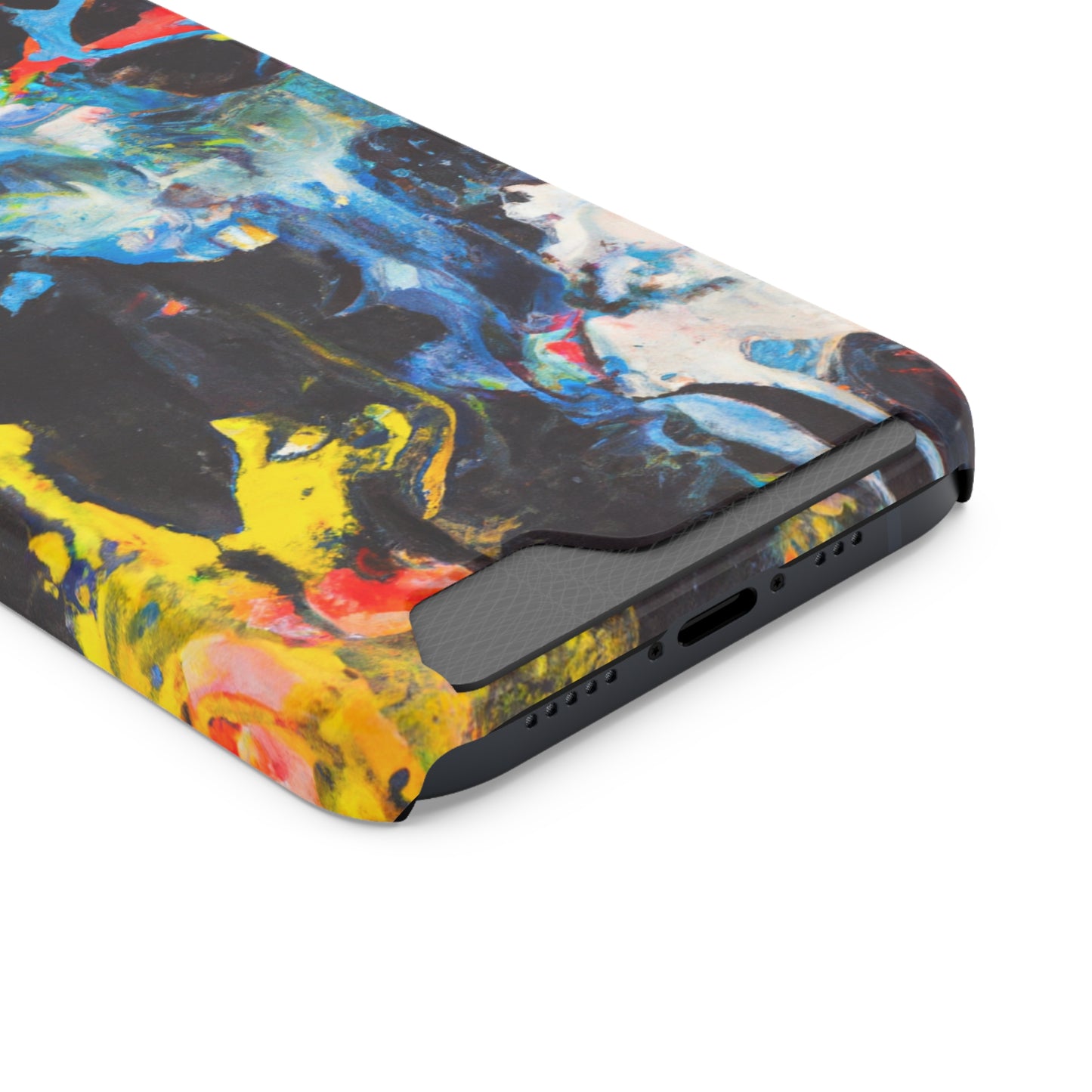 iPhone 13 or Samsung S21, S22 Case with Card Holder Ft. Blue Splat