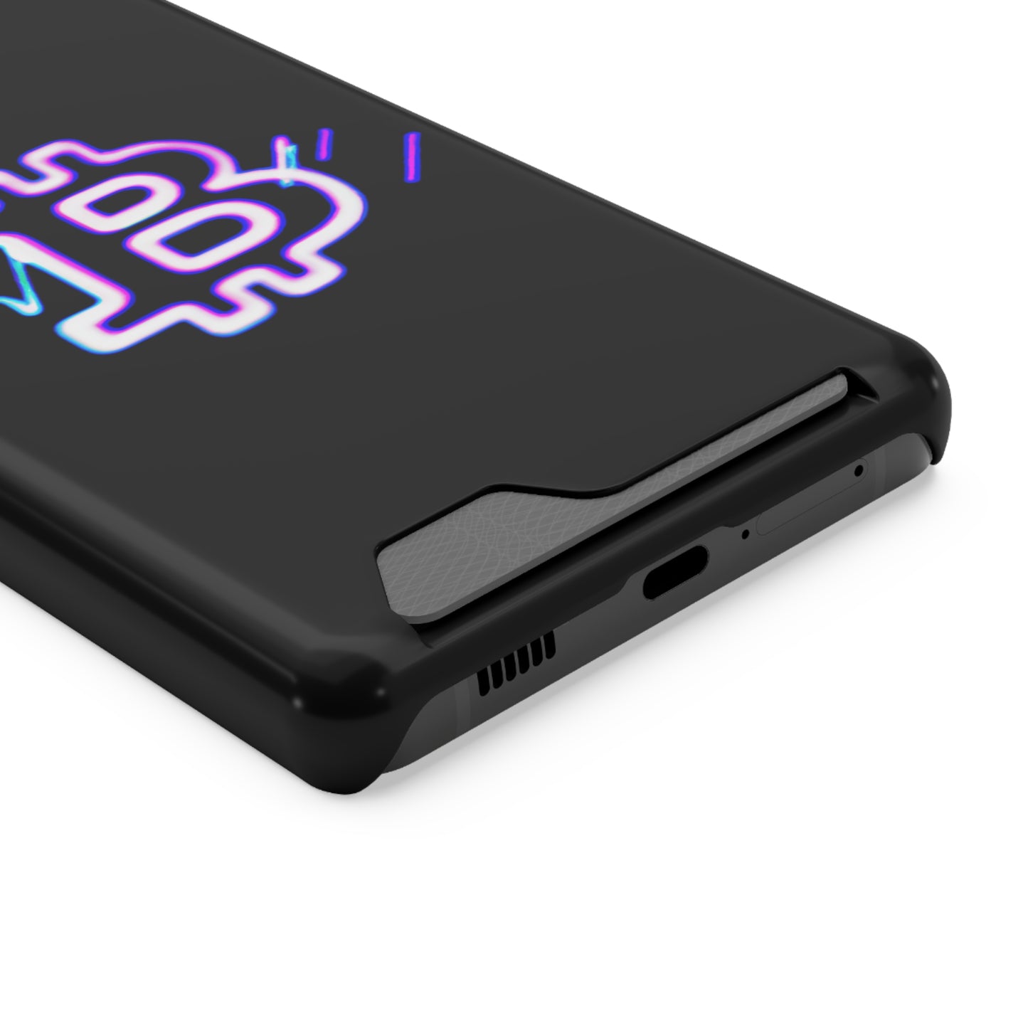 iPhone 13 and Samsung S21, S22 Cases with Card Holder Ft. Synthwave Bitcoin Symbol