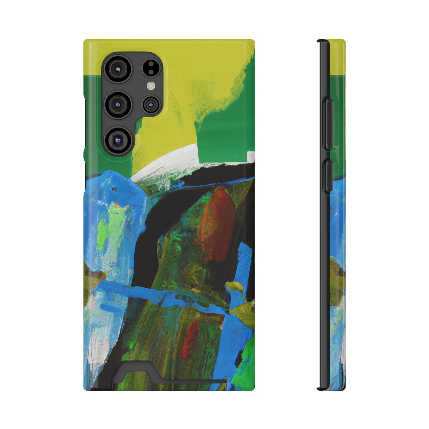 iPhone 13 and Samsung S21, S22 Cases with Card Holder Ft. Abstract River