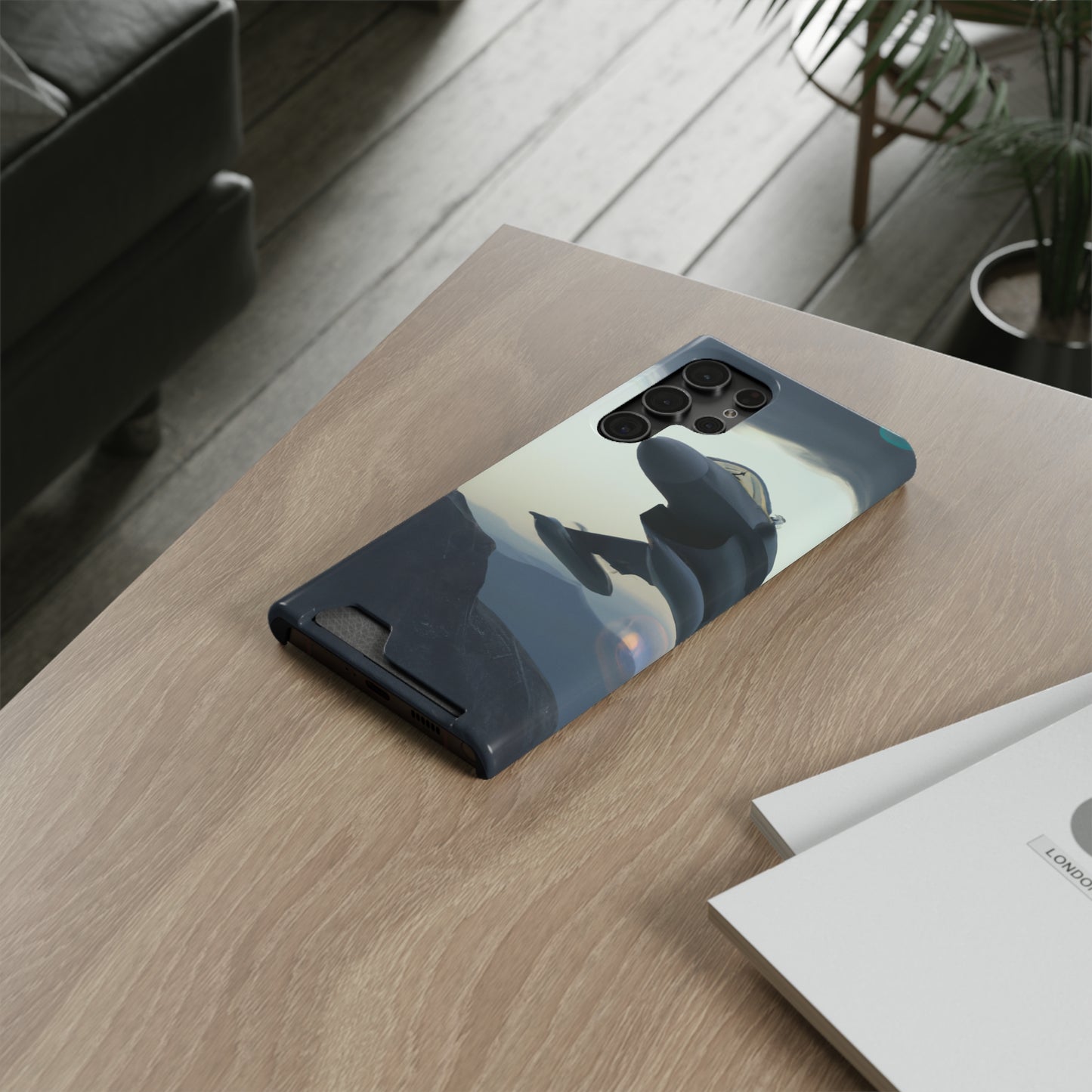 iPhone 13 and Samsung S21, S22 Cases with Card Holder Ft. Fighter Jet