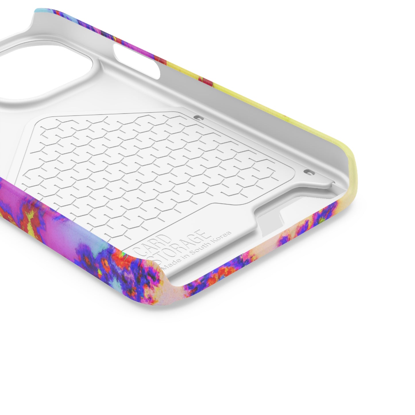 iPhone 13 and Samsung S21, S22 Cases with Card Holder Ft. Tie Dye Fractal