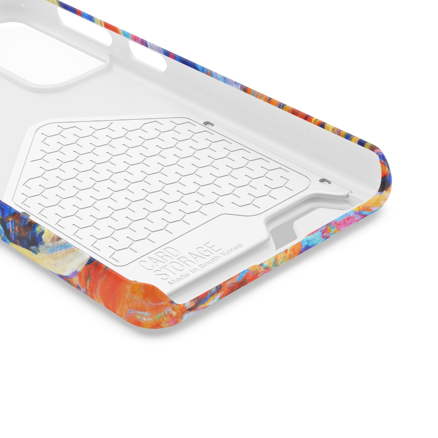 iPhone 13 and Samsung S21, S22 Cases with Card Holder Ft. Abstract Blue and Orange