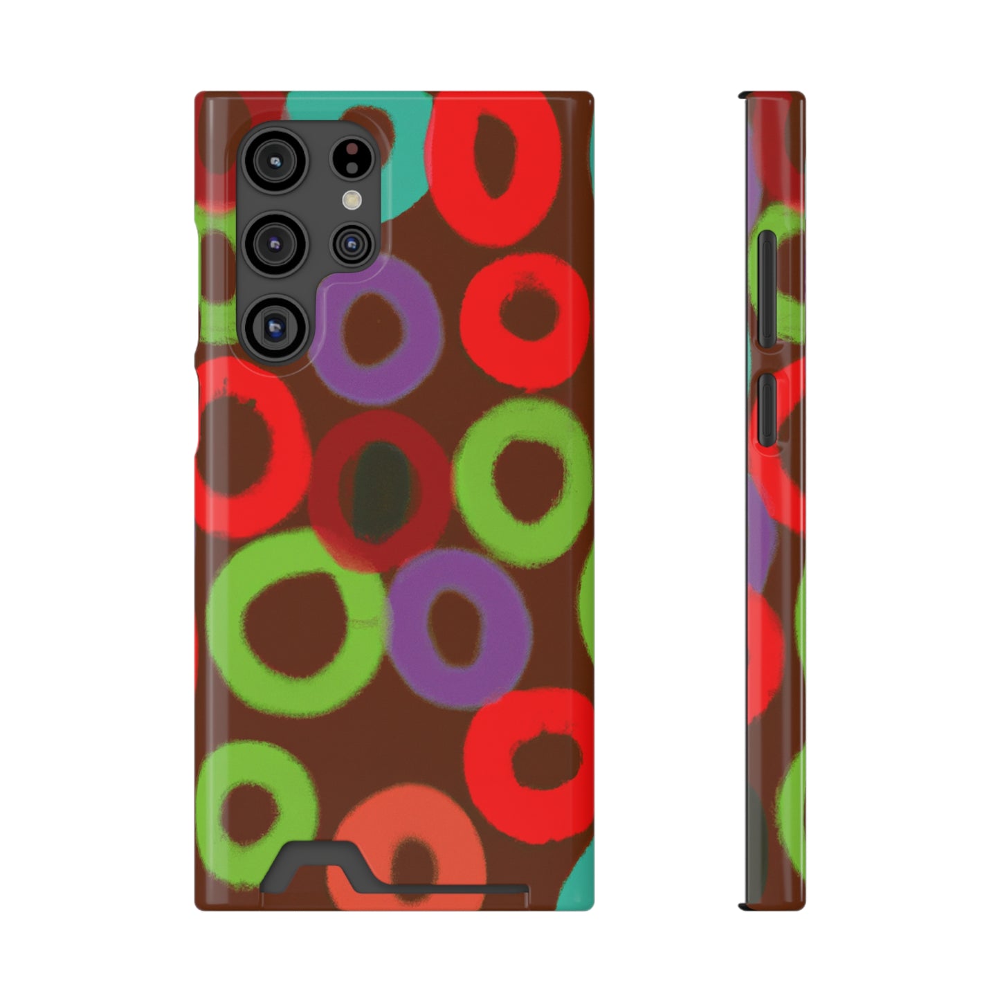 iPhone 13 and Samsung S21, S22 Cases with Card Holder Ft. Fruity Circles