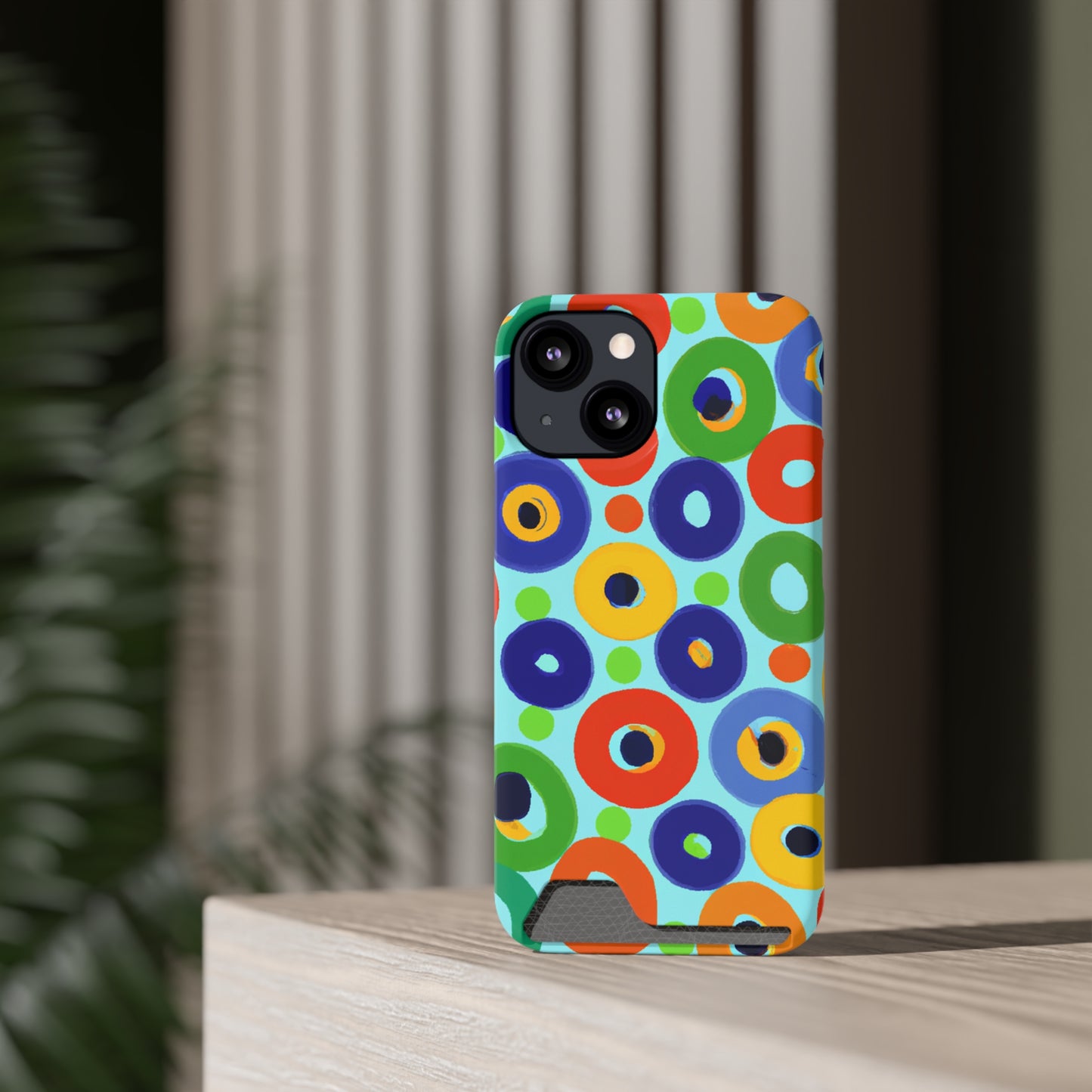 iPhone 13 and Samsung S21, S22 Cases with Card Holder Ft. Vivid Circles