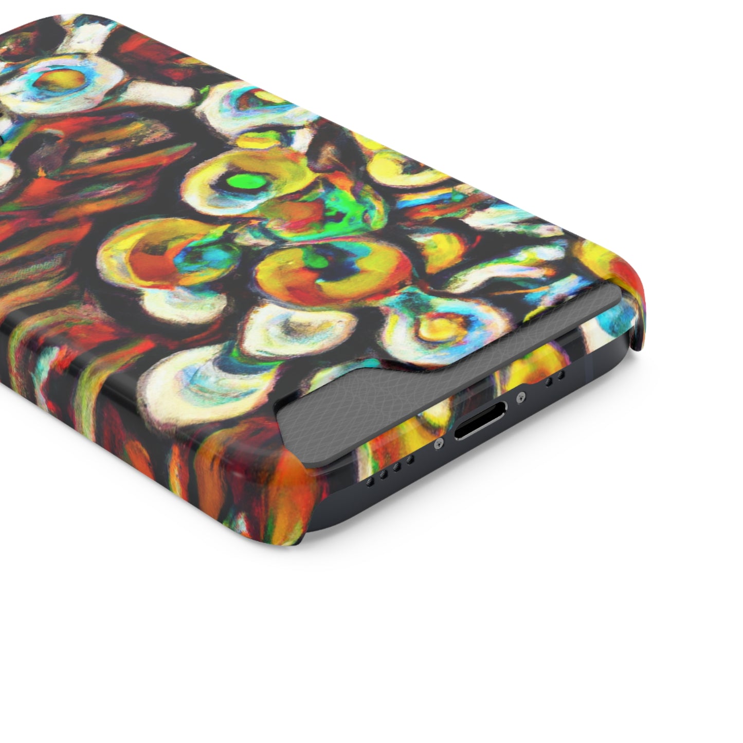 iPhone 13 and Samsung S21, S22 Cases with Card Holder Ft. Abstract Molecule