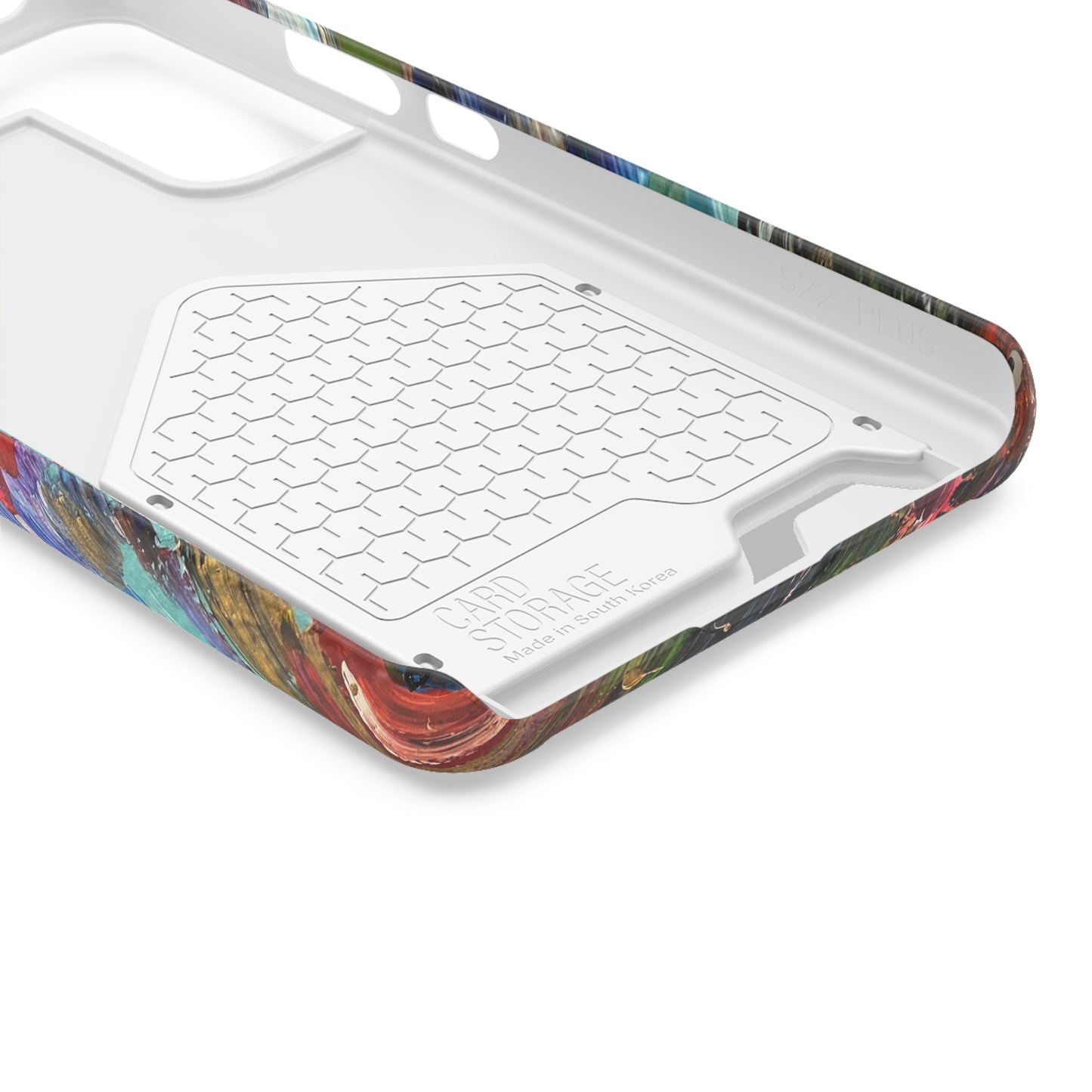 iPhone 13 and Samsung S21, S22 Cases with Card Holder Ft. Abstract Acrylic Feathers