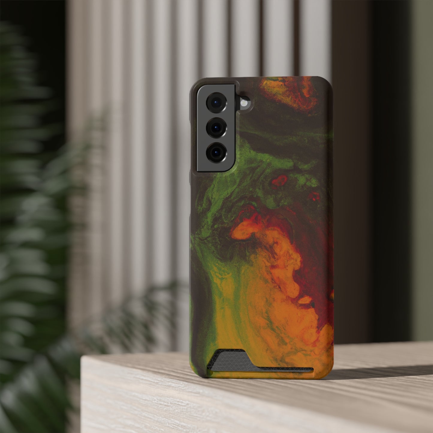 iPhone 13 and Samsung S21, S22 Cases with Card Holder Ft. Abstract Gas Giant