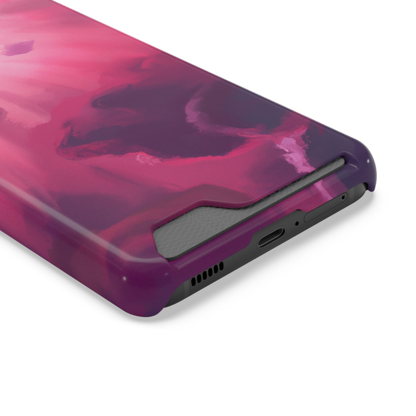 iPhone 13 and Samsung S21, S22 Cases with Card Holder Ft. Abstract Pink Sky