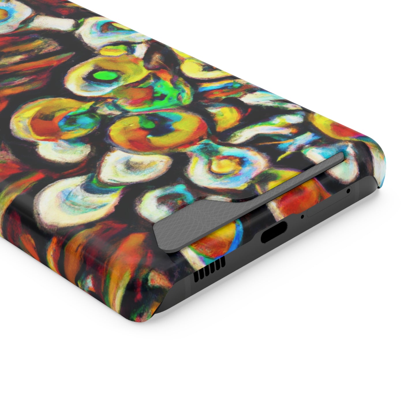 iPhone 13 and Samsung S21, S22 Cases with Card Holder Ft. Abstract Molecule
