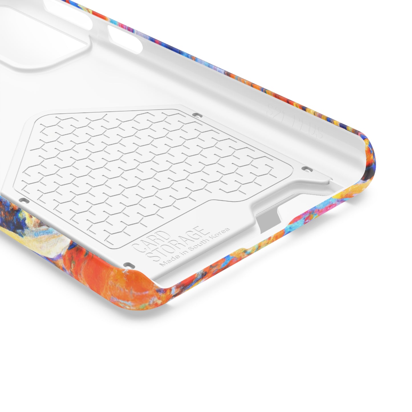 iPhone 13 and Samsung S21, S22 Cases with Card Holder Ft. Abstract Blue and Orange
