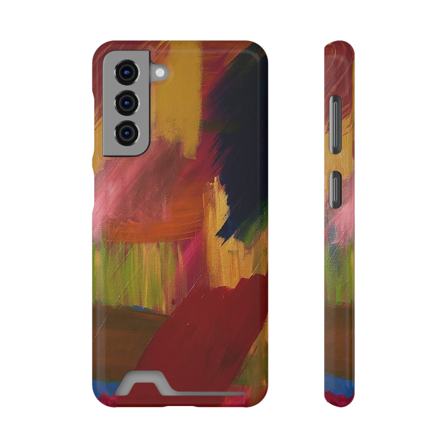 iPhone 13 and Samsung S21, S22 Cases with Card Holder Ft. Abstract Red