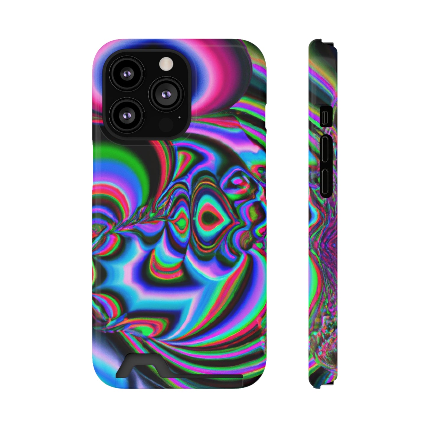 iPhone 13 and Samsung S21, S22 Cases with Card Holder Ft. Abstract Time