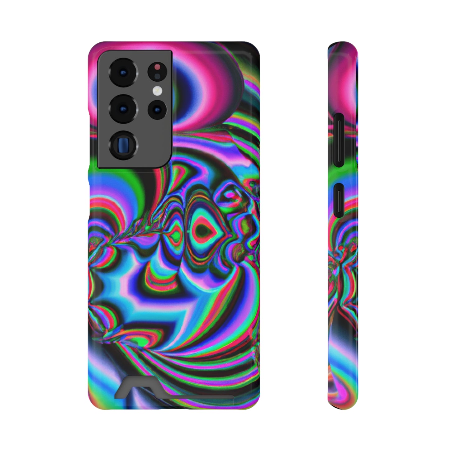 iPhone 13 and Samsung S21, S22 Cases with Card Holder Ft. Abstract Time