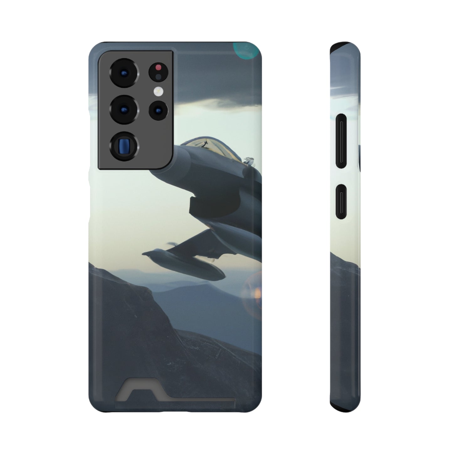 iPhone 13 and Samsung S21, S22 Cases with Card Holder Ft. Fighter Jet
